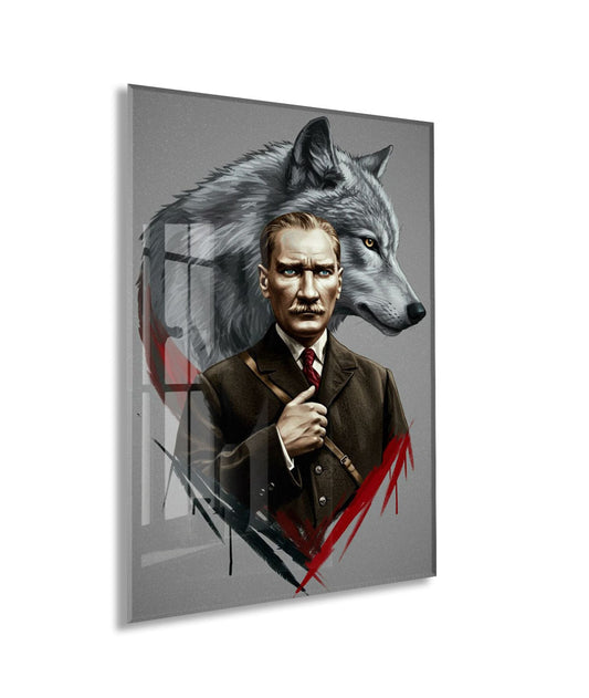 Mustafa Kemal Atatürk | Modern Cam Tablo-PeonyAta082