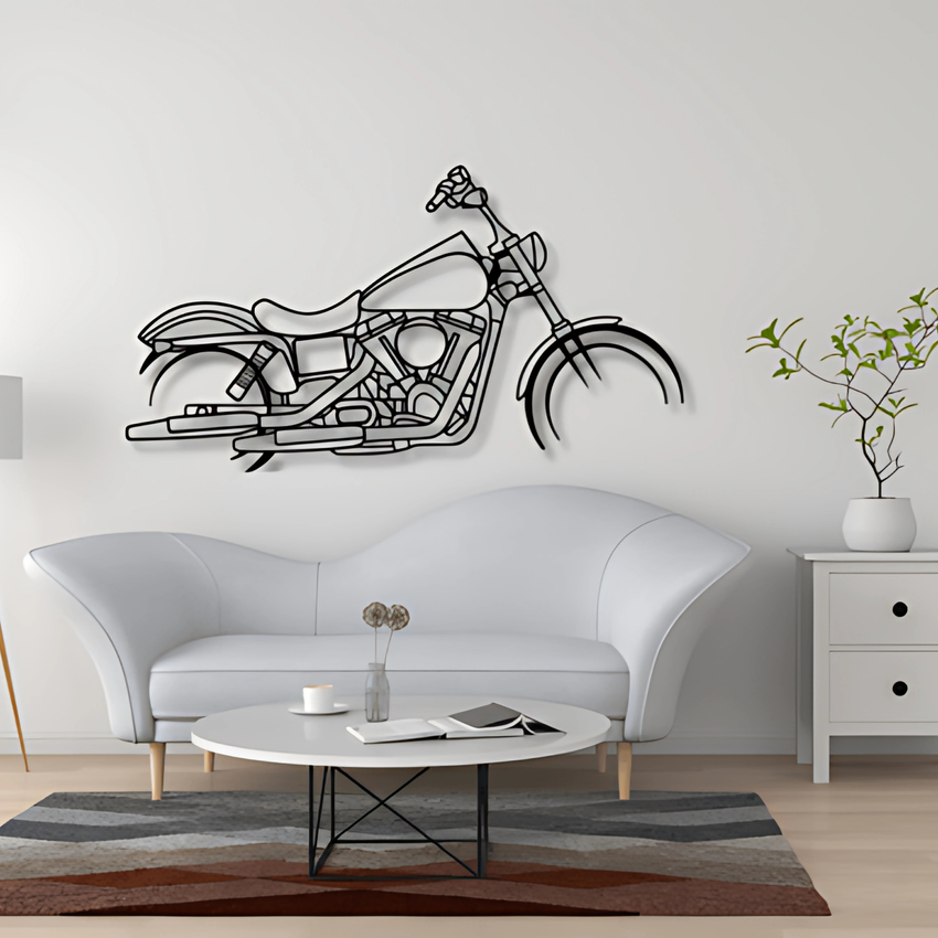 Klasik Chopper Metal Duvar Dekoru – Harley Softail Stil Motosiklet Figürü 008