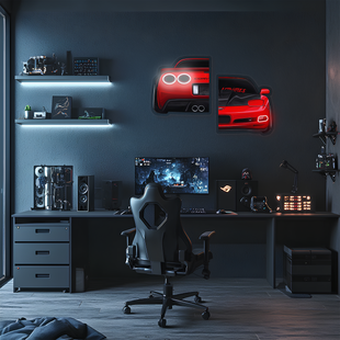 Araba Neon Tablo Araba duvar sanatı ışıklı, Araba led duvar dekoru, Araba led işareti, Garaj neon Tablo UvCar22
