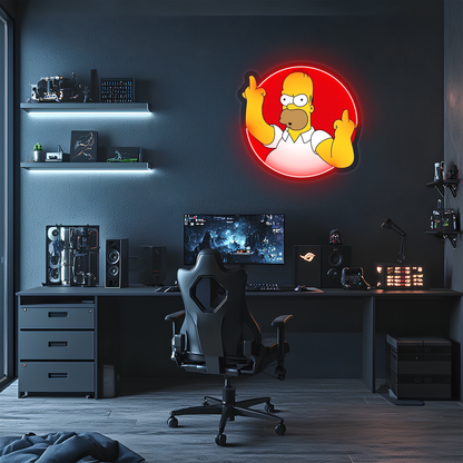 Simpson Neon Duvar Dekoru | Mizahi Işıklı Pleksi Tablo | Eğlenceli Gamer ve Bar Oda Dekoru