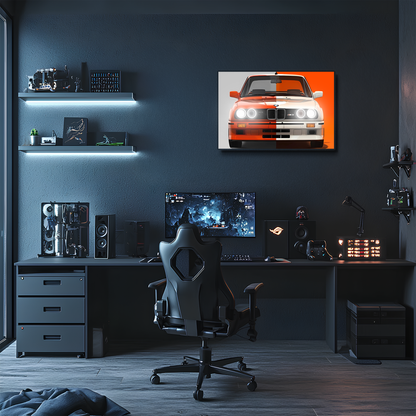 Retro BMW M Tarzı UV Baskı Neon Duvar Dekoru | Klasik Araba Pleksi Işıklı Tablo | Gamer Room Duvar Sanatı