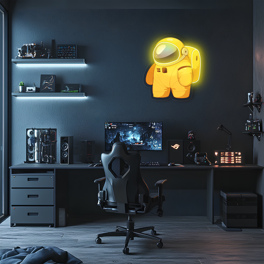 Astronot Neon Duvar Dekoru | Çocuk ve Genç Odası Işıklı Uzay Temalı Tablo | UV Baskı Pleksi Neon