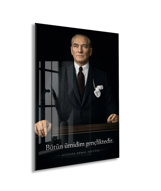 Mustafa Kemal Atatürk | Modern Cam Tablo-PeonyAta089