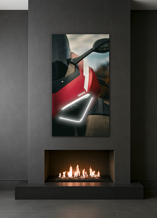 Kırmızı Spor Motosiklet UV Baskı Neon Duvar Dekoru | Pleksi Üzeri LED Işıklı Tablo