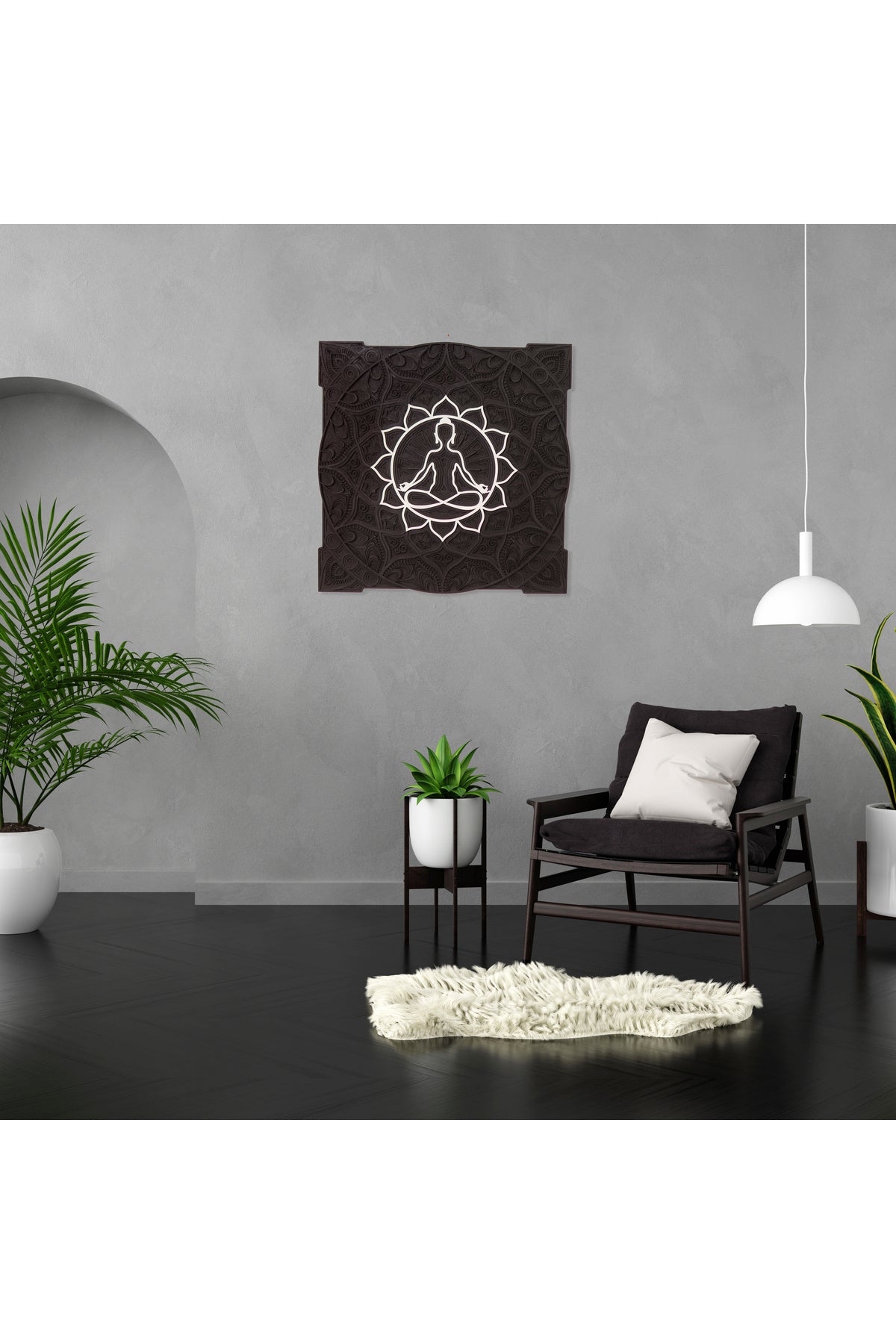 Lotus Mandala Duvar Dekoru - El Yapımı 6 Katmanlı Meditasyon Temalı Ahşap Tablo