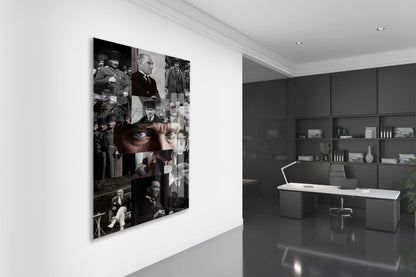 Atatürk Fotoğraf Kolajı Cam Tablo – Cumhuriyetin Kurucusu Temalı Özel Cam Duvar Tablosu -PeonyAta067