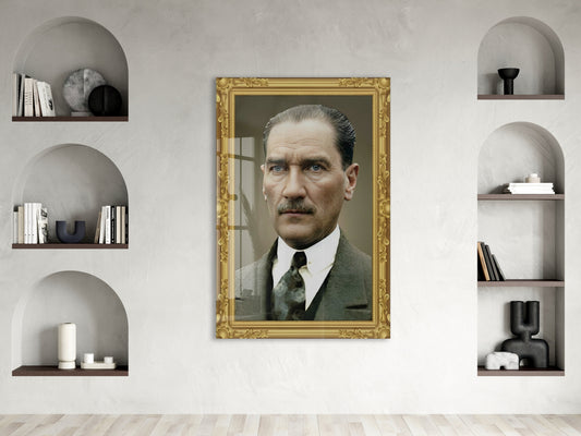 Mustafa Kemal Atatürk Klasik Portre Cam Tablo
