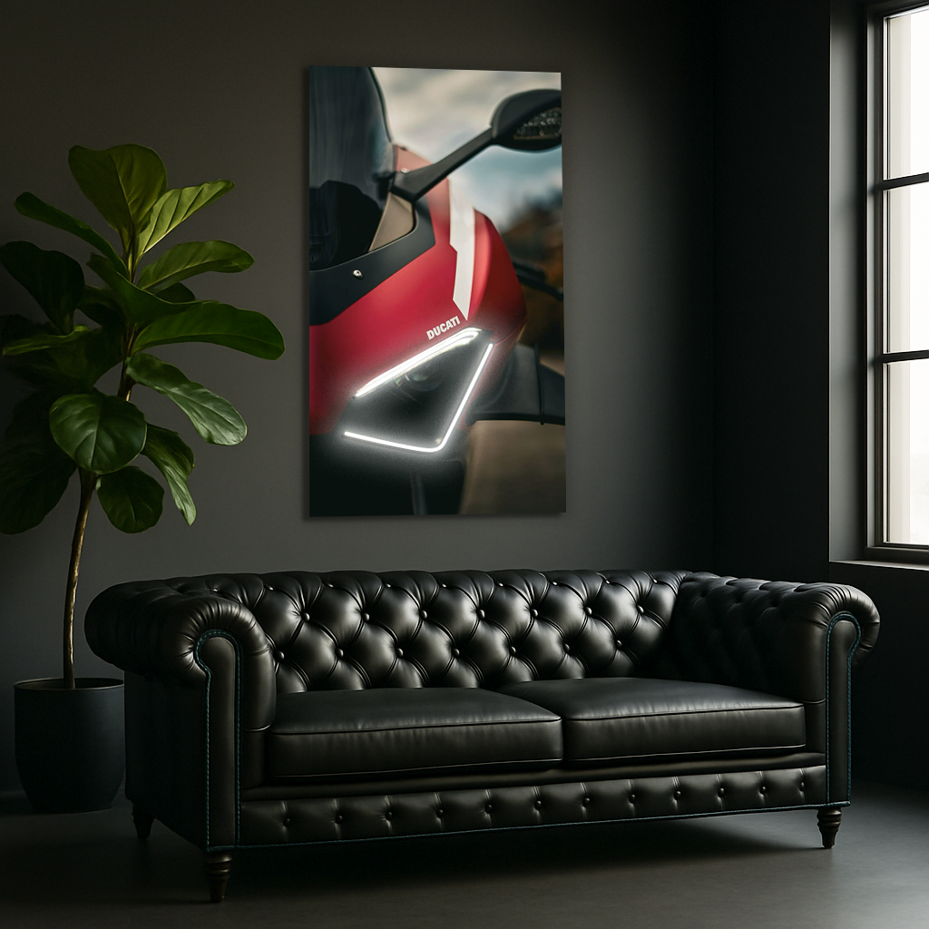 Kırmızı Spor Motosiklet UV Baskı Neon Duvar Dekoru | Pleksi Üzeri LED Işıklı Tablo | Modern Motor Duvar Sanatı