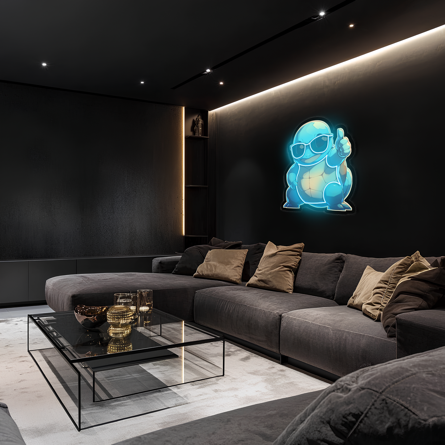 Squirtle Neon Duvar Dekoru | Anime Temalı Işıklı Pleksi Tablo | Gamer Room ve Çocuk Odası İçin LED Duvar Sanatı
