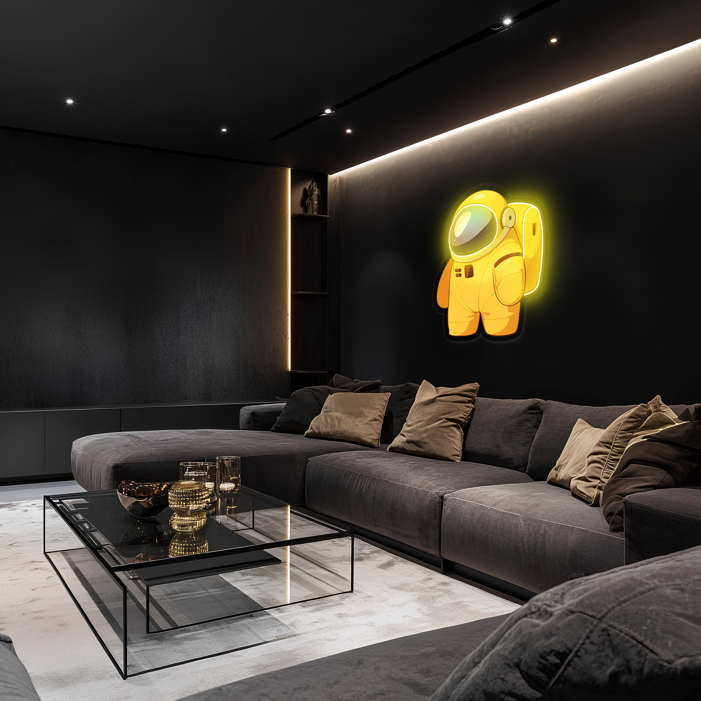 Astronot Neon Duvar Dekoru | Çocuk ve Genç Odası Işıklı Uzay Temalı Tablo | UV Baskı Pleksi Neon