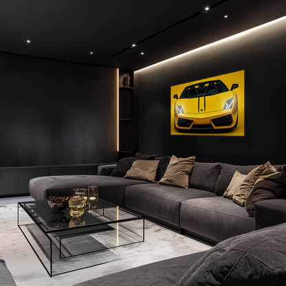 Sarı Lamborghini Tarzı UV Baskı Neon Duvar Dekoru | Pleksi Işıklı Spor Araba Tablo | Gamer Room Duvar Sanatı