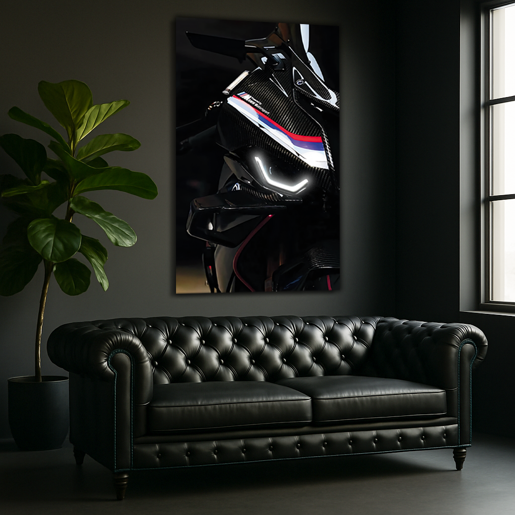 Spor Motosiklet UV Baskı Neon Duvar Dekoru | Pleksi Üzeri LED Işıklı Tablo | Lüks Motor Duvar Sanatı