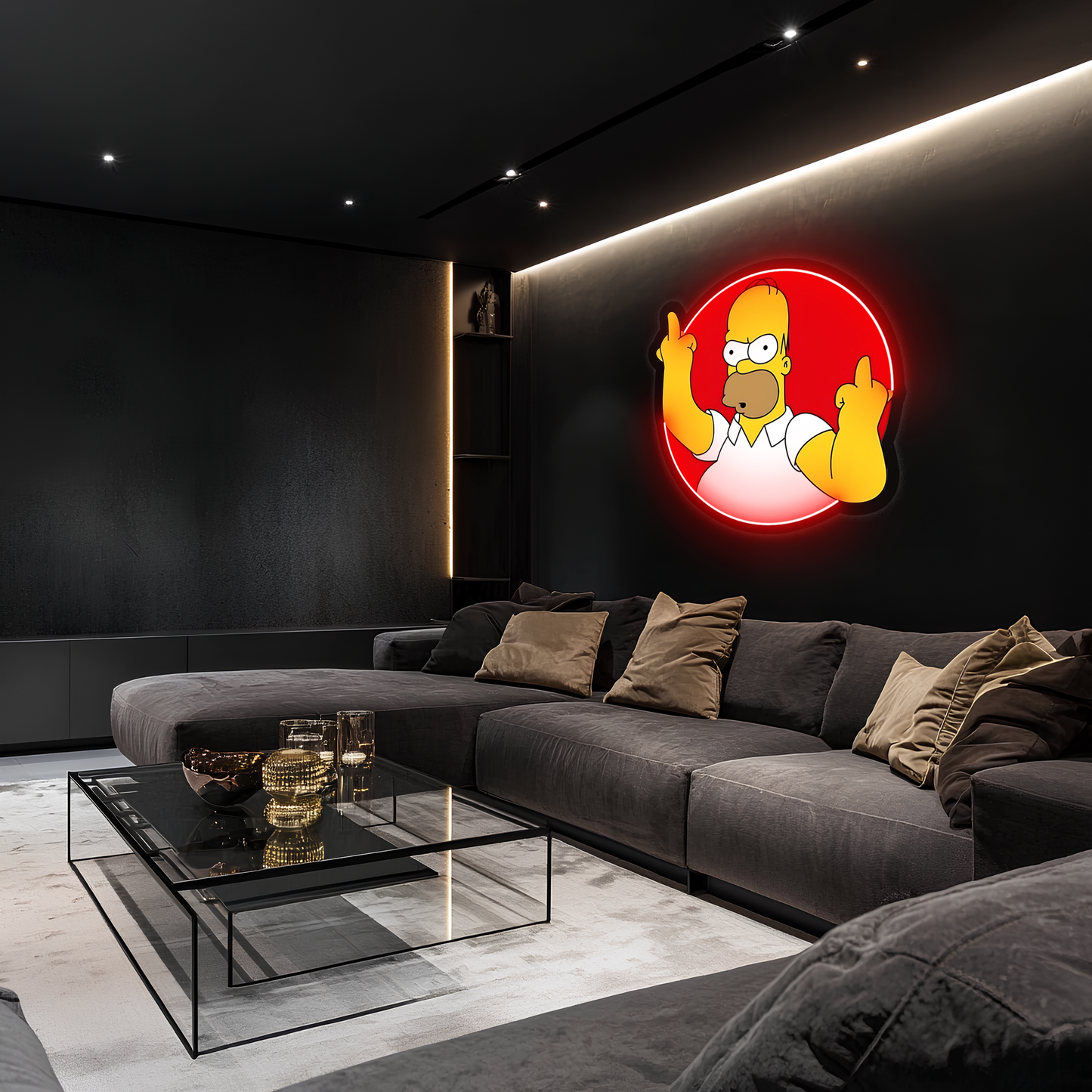 Simpson Neon Duvar Dekoru | Mizahi Işıklı Pleksi Tablo | Eğlenceli Gamer ve Bar Oda Dekoru