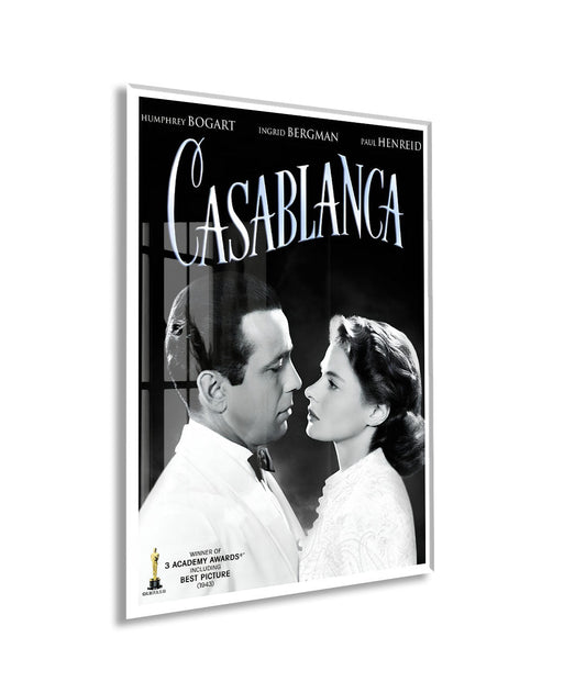 Casablanca Film Posteri Cam Tablo | Vintage Sinema Afişi UV Baskılı Temperli Cam - Peony145