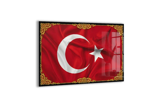 Türk Bayrağı Cam Tablo | 4 mm Temperli UV Baskılı Duvar Tablosu -PeonyAta1320