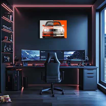 Retro BMW M Tarzı UV Baskı Neon Duvar Dekoru | Klasik Araba Pleksi Işıklı Tablo | Gamer Room Duvar Sanatı