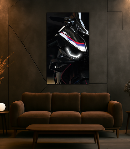 Spor Motosiklet UV Baskı Neon Duvar Dekoru | Pleksi Üzeri LED Işıklı Tablo | Lüks Motor Duvar Sanatı
