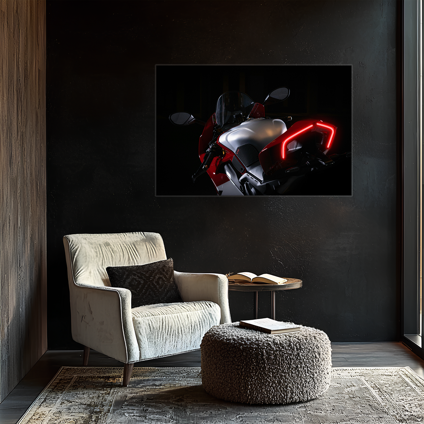 Spor Motosiklet UV Baskı Neon Tablo | LED Stop Işıklı Pleksi Duvar Dekoru | Motor Tutkunları İçin Özel Tasarım