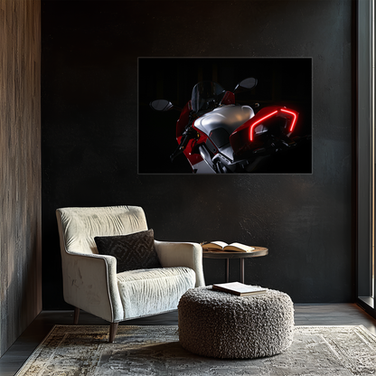 Spor Motosiklet UV Baskı Neon Tablo | LED Stop Işıklı Pleksi Duvar Dekoru | Motor Tutkunları İçin Özel Tasarım