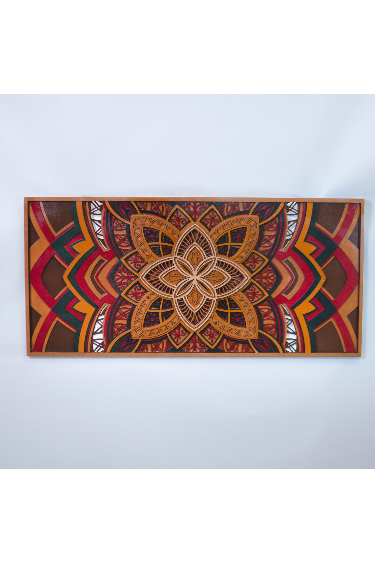 Boho Duvar Dekoru – El Yapımı 7 Katmanlı Renkli Mandala Ahşap Tablo – 3 Ölçü Seçeneği