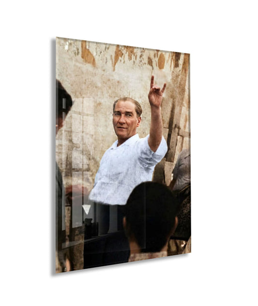 Mustafa Kemal Atatürk | Modern Cam Tablo-PeonyAta091