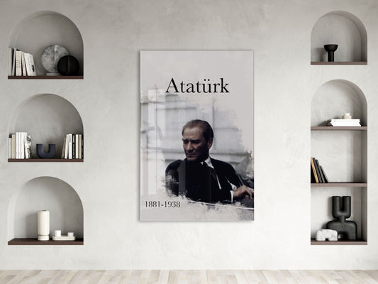 Mustafa Kemal Atatürk | Modern Cam Tablo-PeonyAta095