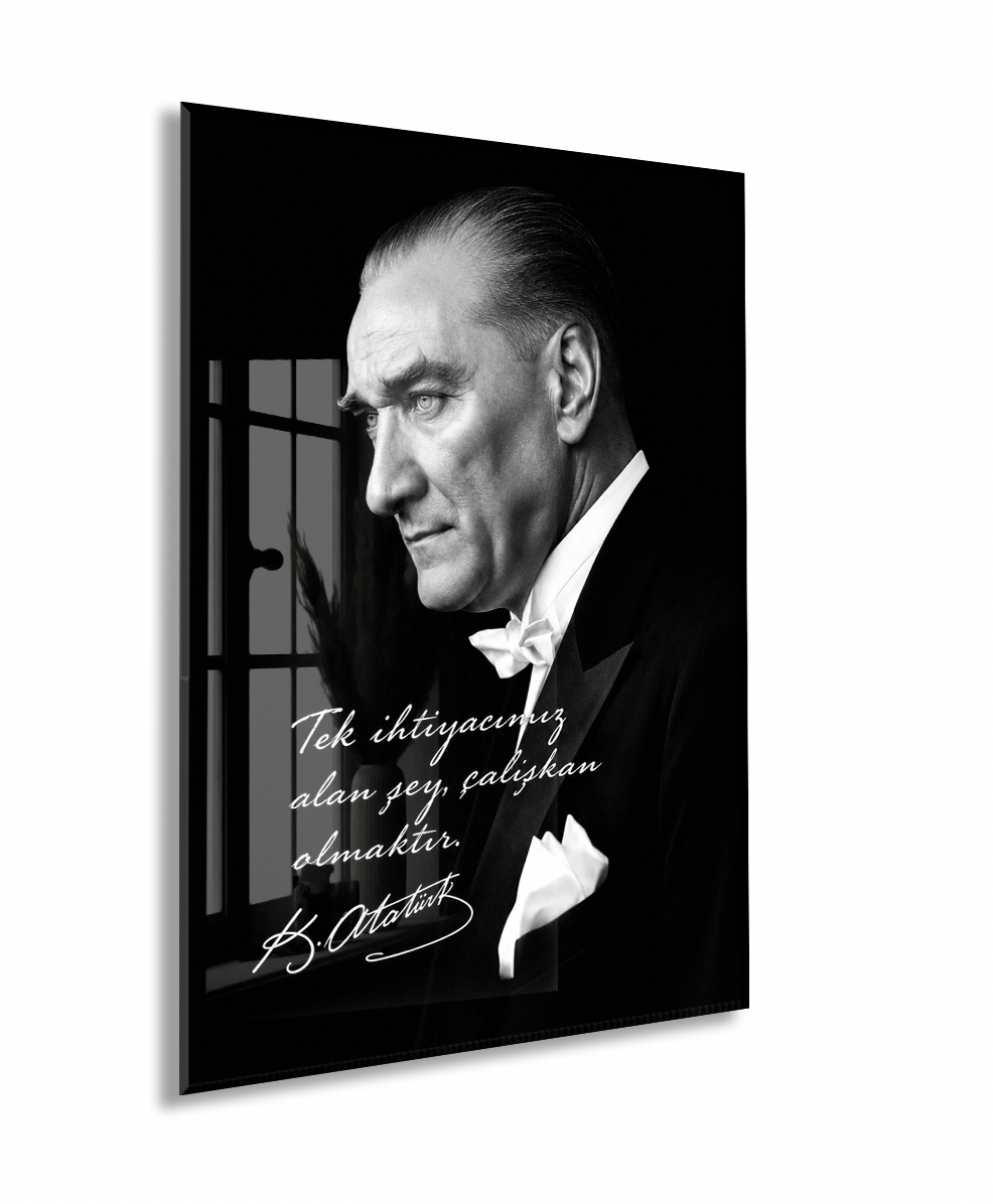 Mustafa Kemal Atatürk | Modern Cam Tablo-PeonyAtanew003