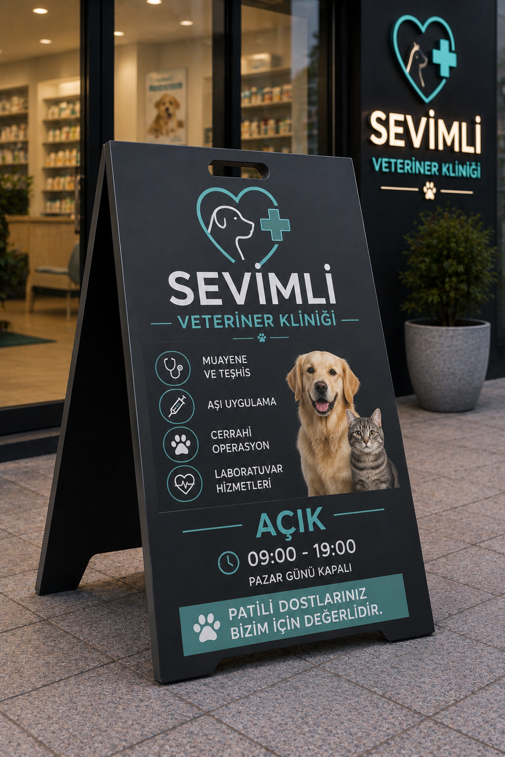 Katlanır Kaldırım Tabelası | UV Baskılı Metal A Tabela