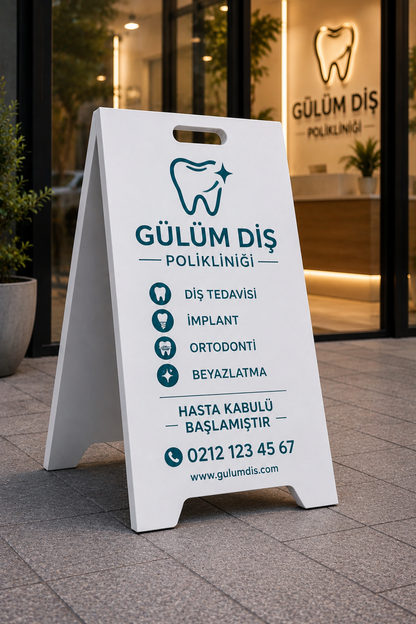 Katlanır Kaldırım Tabelası | UV Baskılı Metal A Tabela