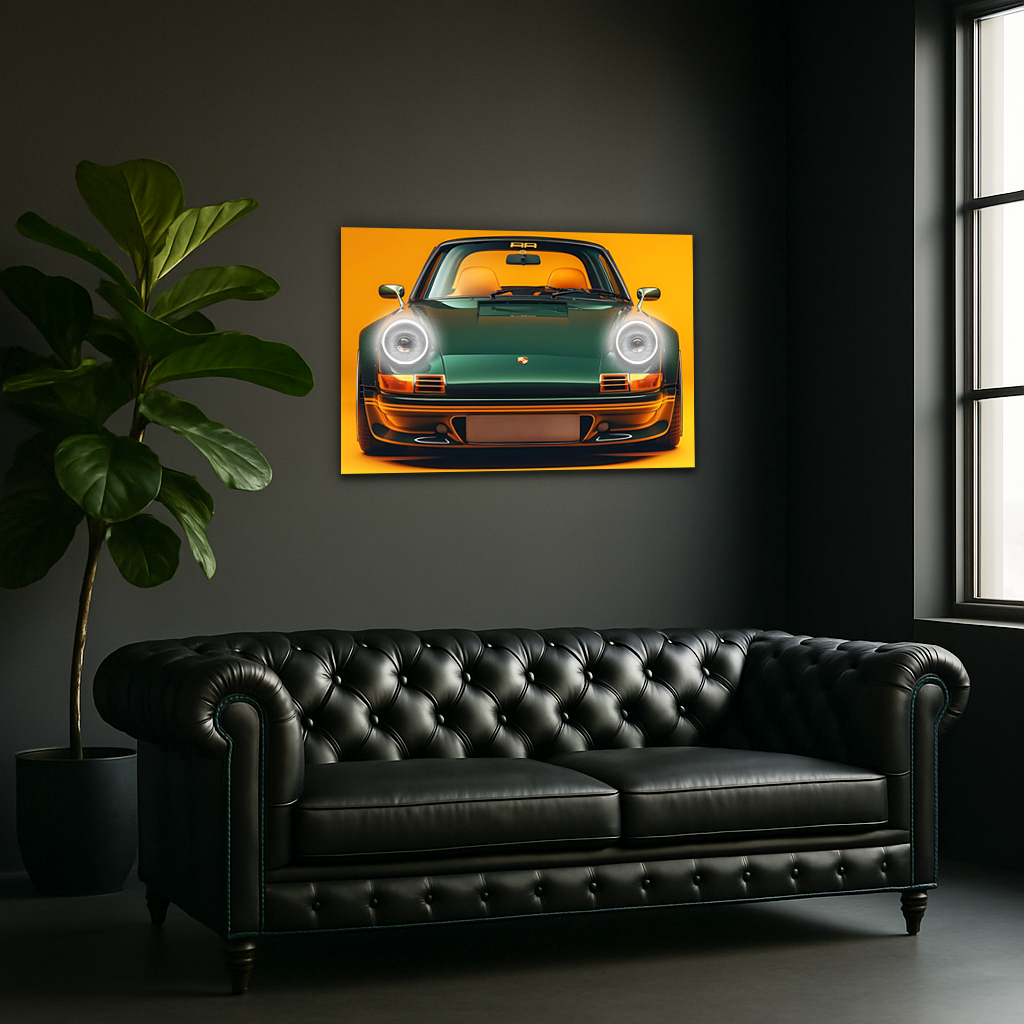 Porsche 911 Retro Model UV Baskı Neon Duvar Dekoru | Pleksi Işıklı Spor Araba Tablo | Modern Ev ve Ofis Dekoru