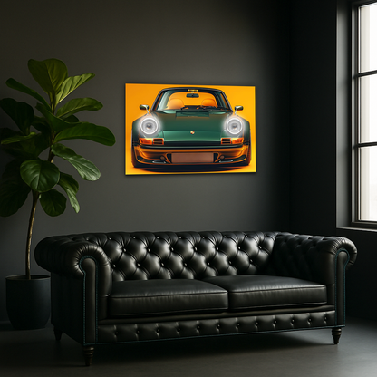 Porsche 911 Retro Model UV Baskı Neon Duvar Dekoru | Pleksi Işıklı Spor Araba Tablo | Modern Ev ve Ofis Dekoru