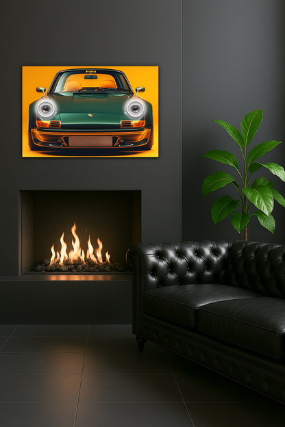 Porsche 911 Retro Model UV Baskı Neon Duvar Dekoru | Pleksi Işıklı Spor Araba Tablo | Modern Ev ve Ofis Dekoru