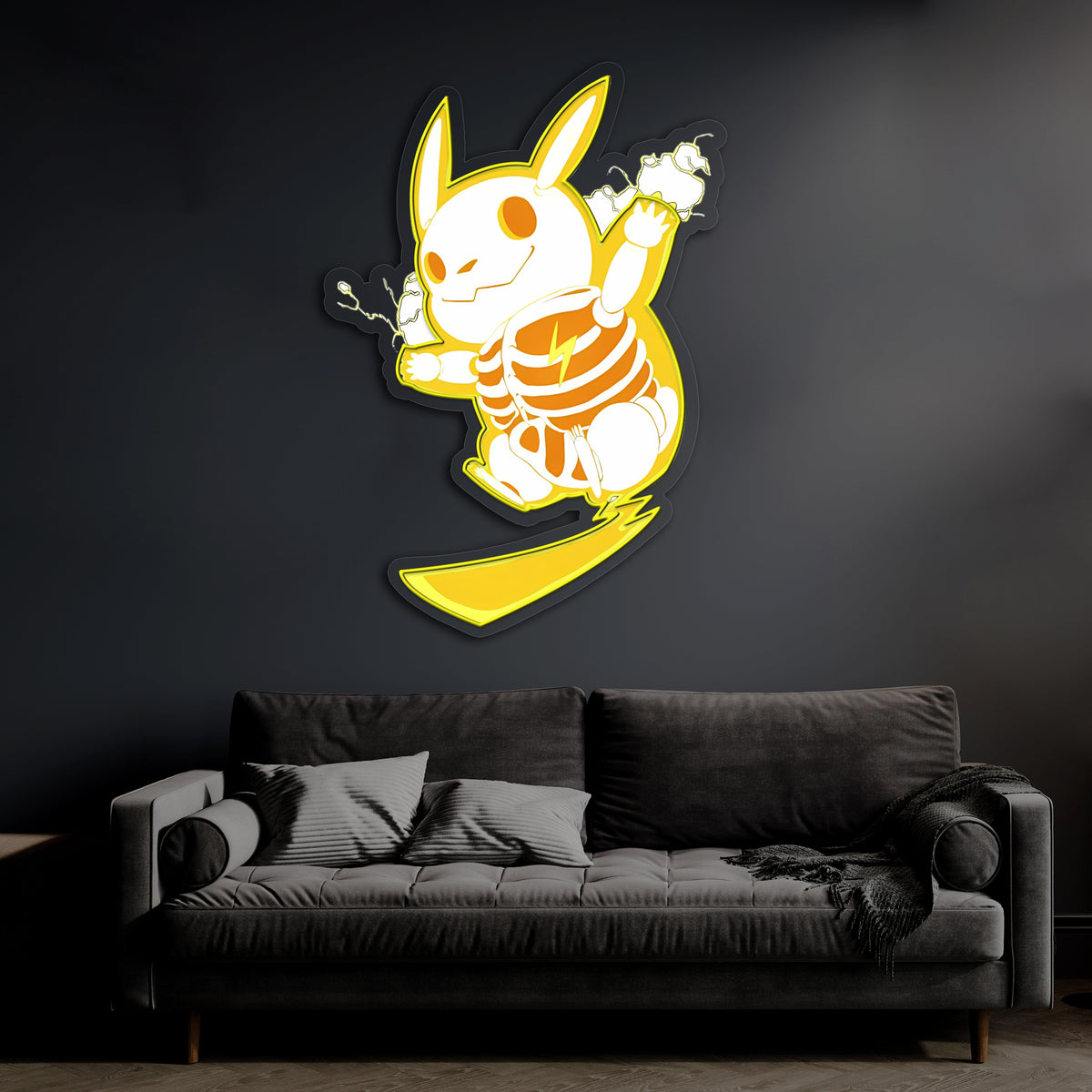 Pika Neon Duvar Dekoru | Sarı UV Baskı Pleksi LED Tablo