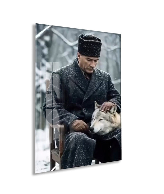 Mustafa Kemal Atatürk | Modern Cam Tablo-PeonyAta100