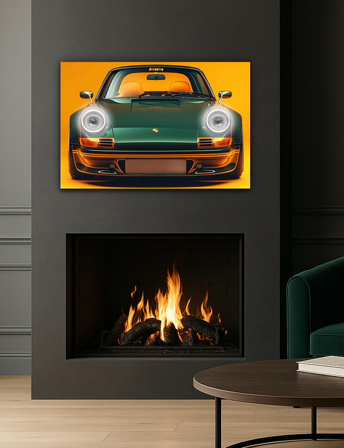 Porsche 911 Retro Model UV Baskı Neon Duvar Dekoru | Pleksi Işıklı Spor Araba Tablo | Modern Ev ve Ofis Dekoru