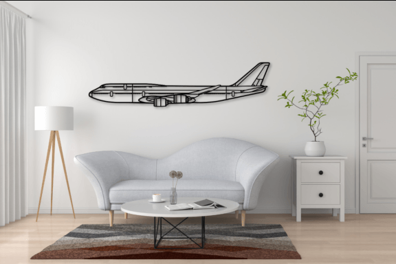 747 Uçak Silueti Metal Duvar Sanatı, Uçak Silueti Duvar Dekoru, Özel Uçak Duvar Sanatı, Metal Duvar Dekoru, Ona HediyeAir20