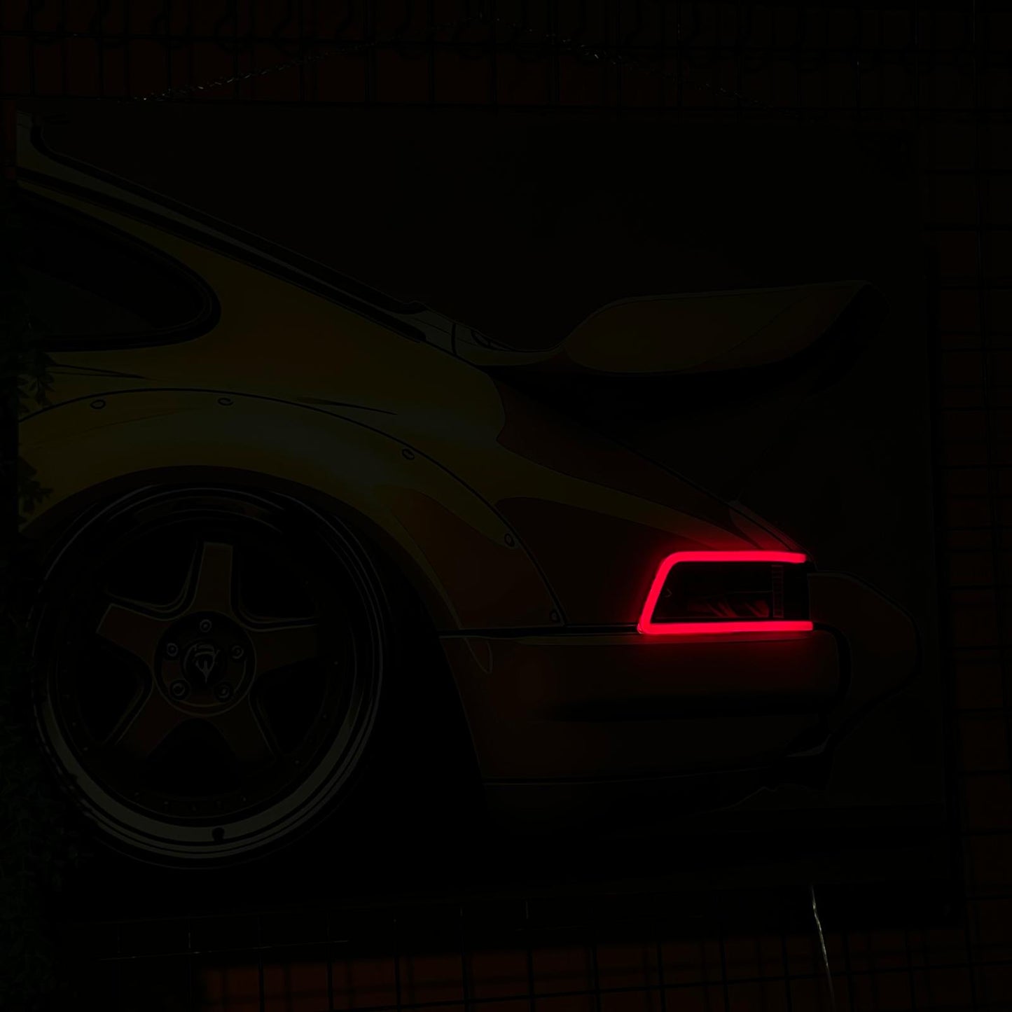 Sarı Klasik Spor Araba UV Baskı Neon Duvar Dekoru | Retro Pleksi Işıklı Tablo | Gamer Room ve Ofis Dekoru