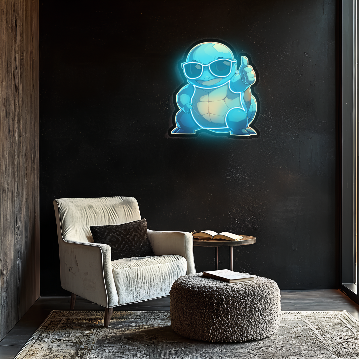 Squirtle Neon Duvar Dekoru | Anime Temalı Işıklı Pleksi Tablo | Gamer Room ve Çocuk Odası İçin LED Duvar Sanatı