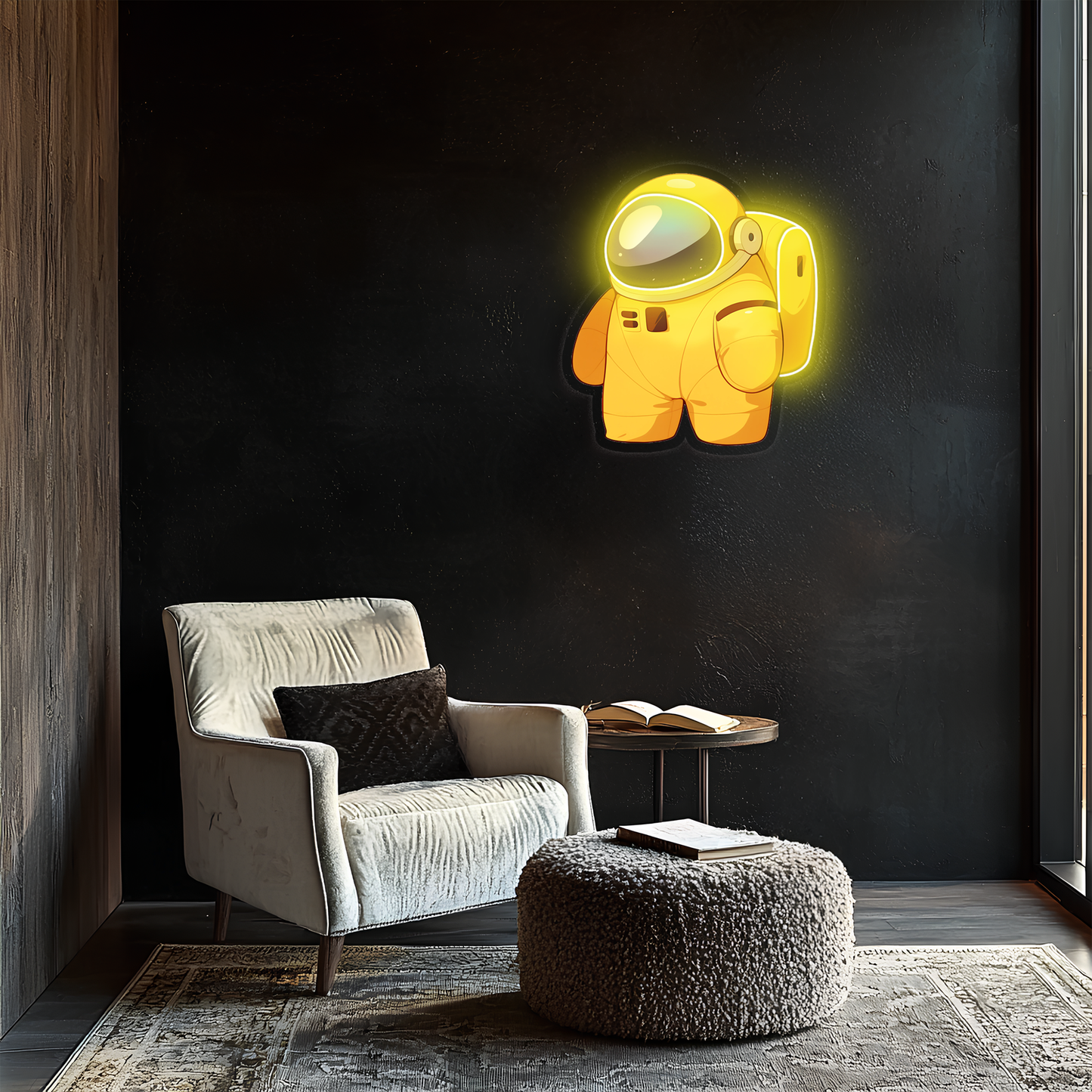 Astronot Neon Duvar Dekoru | Çocuk ve Genç Odası Işıklı Uzay Temalı Tablo | UV Baskı Pleksi Neon