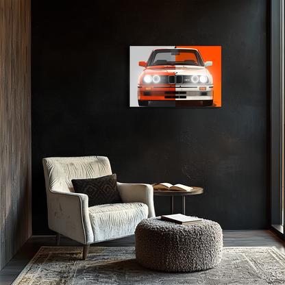 Retro BMW M Tarzı UV Baskı Neon Duvar Dekoru | Klasik Araba Pleksi Işıklı Tablo | Gamer Room Duvar Sanatı