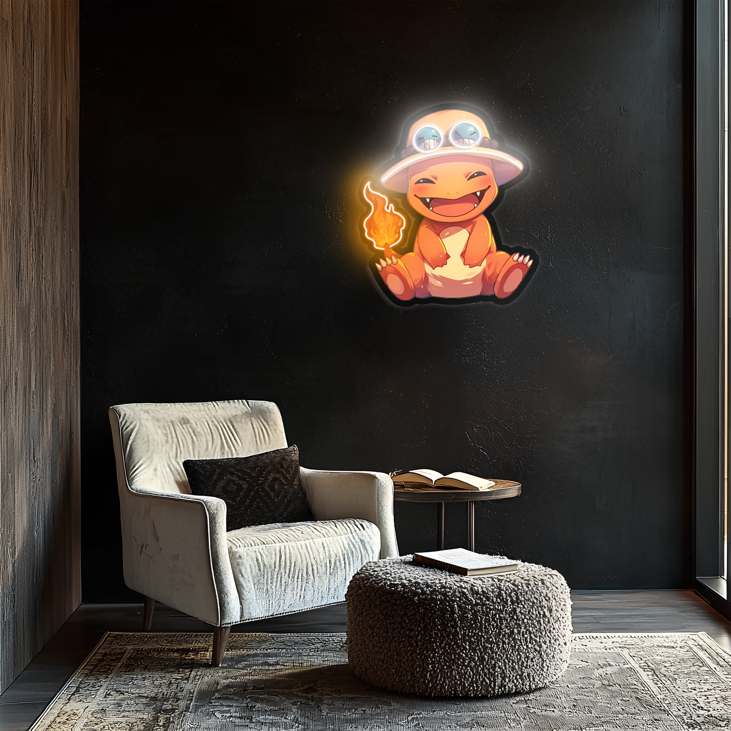 Charmander Neon Duvar Dekoru | Ateş Pokémon LED Işıklı Tablo | Anime ve Oyun Odası Dekoru | UV Baskı Pleksi Neon (Kopya)