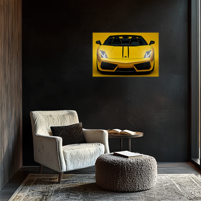 Sarı Lamborghini Tarzı UV Baskı Neon Duvar Dekoru | Pleksi Işıklı Spor Araba Tablo | Gamer Room Duvar Sanatı