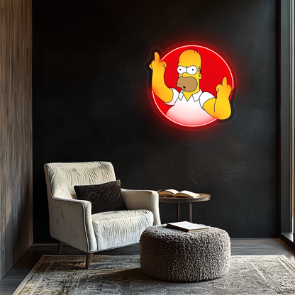 Simpson Neon Duvar Dekoru | Mizahi Işıklı Pleksi Tablo | Eğlenceli Gamer ve Bar Oda Dekoru