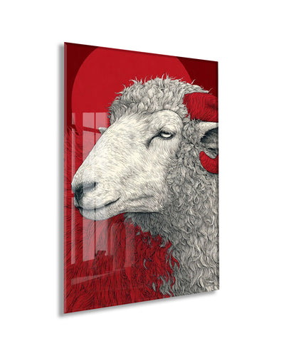 Lider Ruhlu Koç Cam Tablo – Modern Sanat Tarzı Kırmızı Duvar Dekoru - Peony078