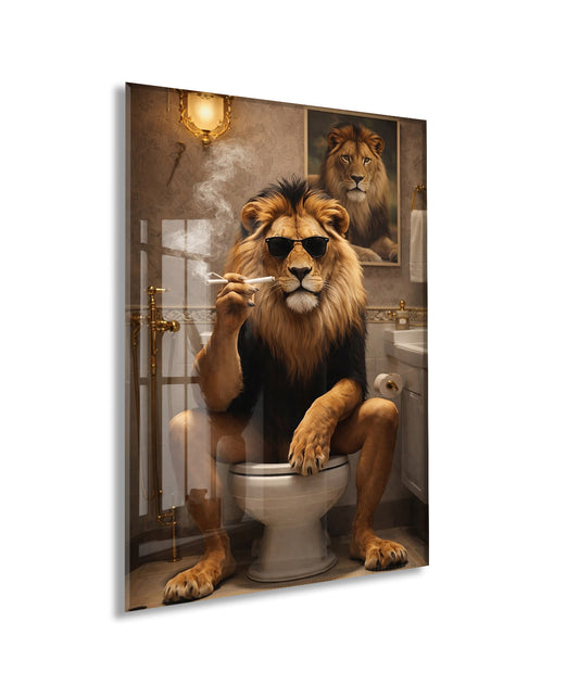 Cool Aslan Cam Tablo – Maskülen ve Eğlenceli Modern Duvar Sanatı- Peony086