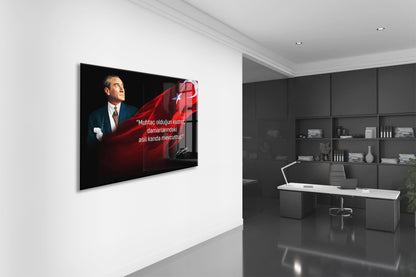 Muhtaç Olduğun Kudret Atatürk Cam Tablo | Türk Bayraklı Premium Cam Poster -PeonyAta1325