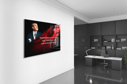 Bağımsızlıktan Yoksun Bir Ulus Atatürk Cam Tablo | Premium UV Baskılı Cam Poster -PeonyAta1326