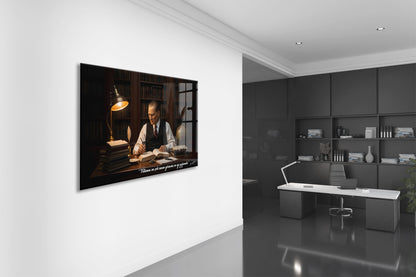 Mustafa Kemal Atatürk Çalışma Masası Cam Tablo | İmzalı Premium Cam Poster -PeonyAta1322