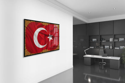 Türk Bayrağı Cam Tablo | 4 mm Temperli UV Baskılı Duvar Tablosu -PeonyAta1320