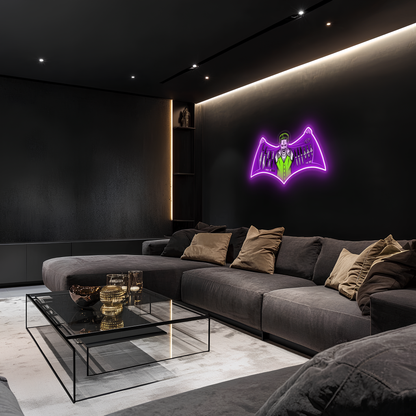 Joker Temalı Neon Duvar Dekoru | Mor Yeşil Pleksi UV Baskı LED Tablo